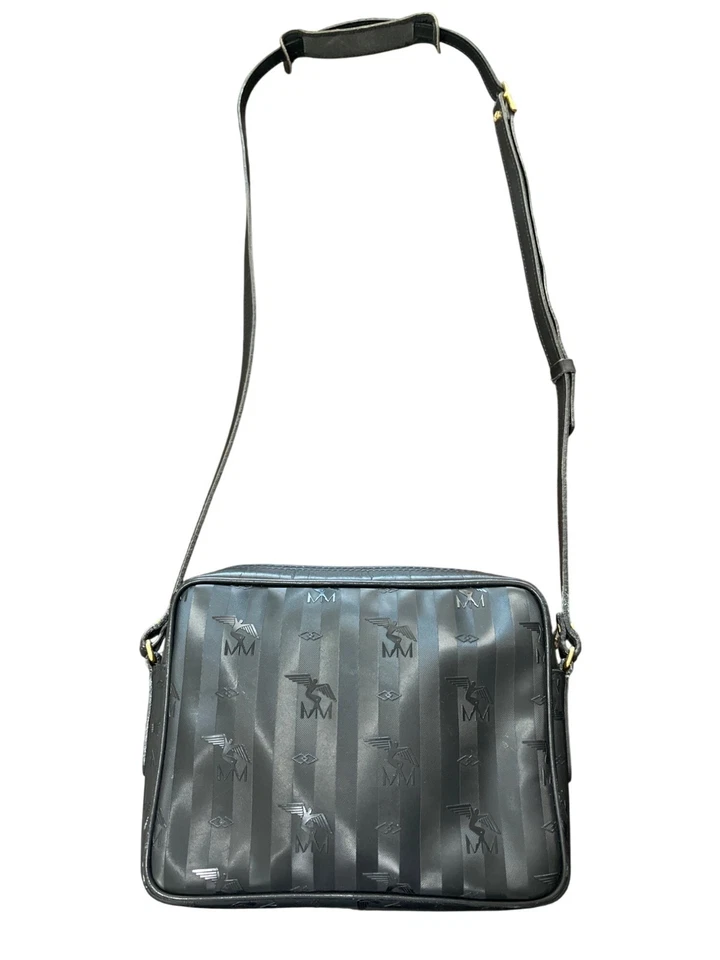 Bandolera Maison Mollerus MM SUISSE negra con patrón de logotipo Foto 4 de 4