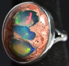 MATRIX MULTI-COLOR FIRE OPAL 925 SILVER RING Sz 6 MEXICAN TAXCO JEWELRY ~ VIDEO
