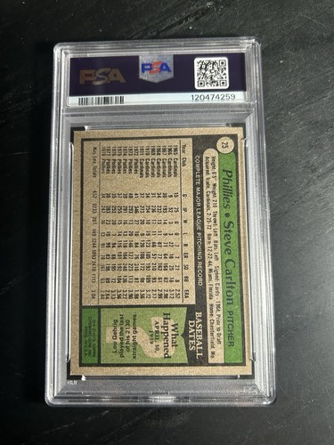 1979 Topps #25 Steve Carlton PSA 8 Philadelphia Phillies Salón de la fama - Imagen 2 de 2