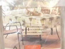 Rare Sonoma Tablecloth 60"x84" Palmetto Palm Trees In/Outdoor Umbrella