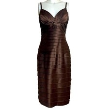 ADRIANNA PAPELL BROWN SATIN DRESS