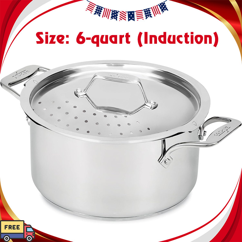 All-Clad 6Qt Stainless Steel Multipot Strainer Lid Induction