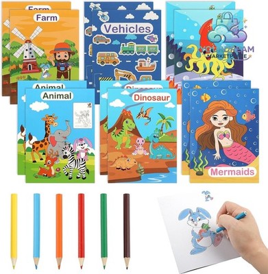 Malbücher Kinder Set Mini Malbuch Mitgebsel 12 Stück Buntstifte 3 6 Jahre