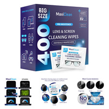 Eyeglasses Lens Cleaner Wipes 400 Pre-moistened Individually Wrapped Screen