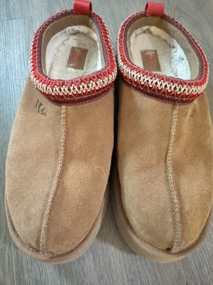 UGG Mens Tasman Slippers Size 10 Brown Suede Shearling Lined Slip On Moccasin
