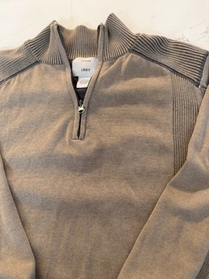 1897 Established Men's Small Quarter Zip 100% Cotton Ribbed Sweater