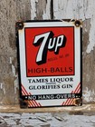 VINTAGE 7UP PORCELAIN SIGN OLD SODA POP CARBONATED BEVERAGE DRINK BAR RESTAURANT