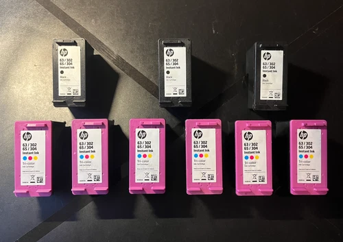 9 HP Instant Ink Patronen LEER 63 / 302 65 / 304 Black Tri-Color Ink Cartridge