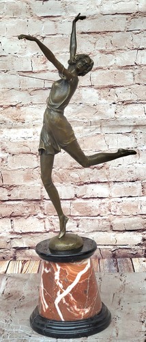 100% Signed Bronze Elegant Woman Dancer Female Sculpture Bruno Zach Deco Figure - 第 1/10 張圖片