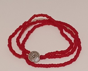 Frosted Ruby 3 Piece Set Beaded Stretch Toho Seed Beads Bracelets - New
