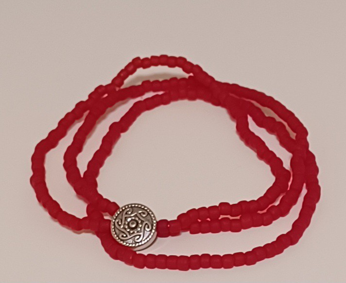 Frosted Ruby 3 Piece Set Beaded Stretch Toho Seed Beads Bracelets - New