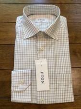 NWT 225 Eton Men's Classic Fit Cotton Shirt Plaid 16-41 Dress Shirt