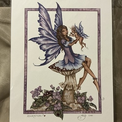 Amy Brown ADORATION 2001 Retired Faery Collection Print Mother Fairy 8.5x11 MINT