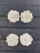 Four Vintage Heavy Metal Flower Floral Curtain Drape Push Pin Tie Backs