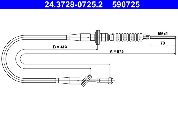 ATE Kupplungsseil Kupplungszug 24.3728-0725.2 FüR Opel Agila H00 16V F68 Cdti-image