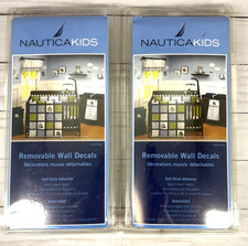 Nautica Kids Removable Wall Decals Zachary Sail Boat Clouds Fish Blue Nursery x2