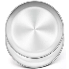 2 Pack 10 Inch Stainless Steel Pan Non Stick Pizza Tray for Oven Baking