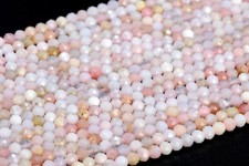 3MM Pink Opal Beads Peru AA Natural Gemstone Faceted Round Loose Beads