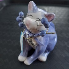 RARE WHIMSICLAY FAITH PURPLE CAT AMY LACOMBE 2004 WILLITTS DESIGNS CERAMIC CAT