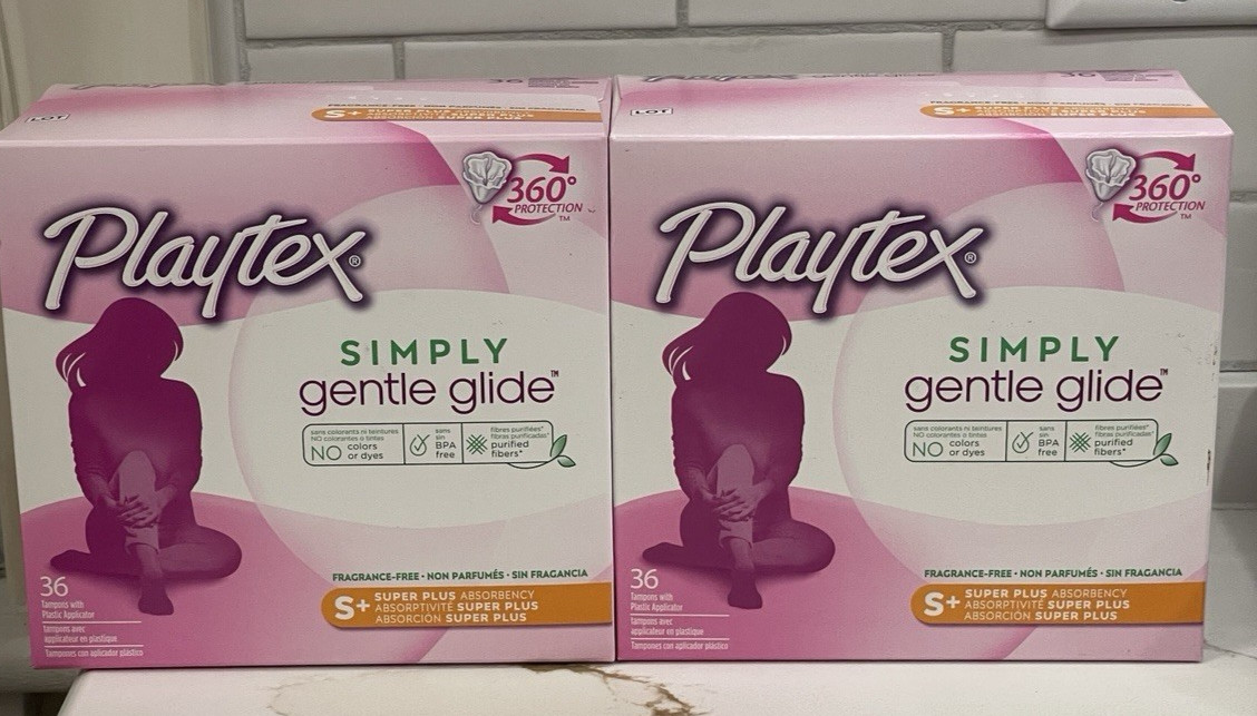 Playtex Simply Gentle Glide 36 Count Super Plus Fragrance Free Lot of 2 Boxes