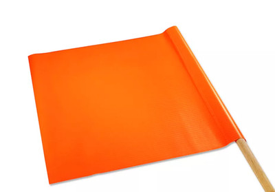 12 Count Heavy Duty Orange Warning Flag 18''x18'' Vinyl w/ 3/4''x30'' Wood Dowel