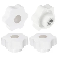 4pcs Star Knobs M10 Thread 48mm Head Through Hole Clamping Handles White