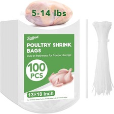 Shrink Bags,100 Pack,13x18Inches Clear Poultry Heat Shrink Wrap Chicken Bags for