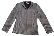 Tahari Arthur S. Levine Houndstooth Blazer Women s Size 8 Black White Jacket