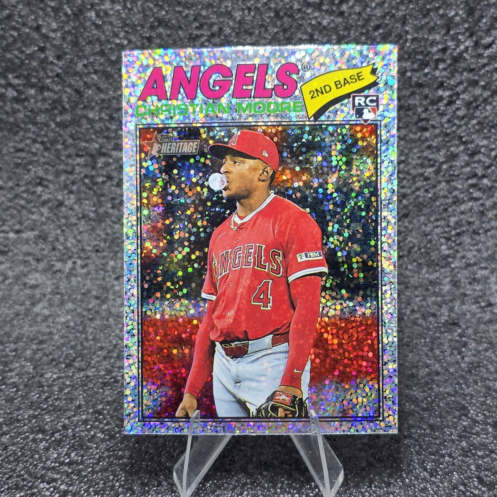 2026 Topps Heritage Chrome Silver Sparkle #249 Christian Moore RC Angels