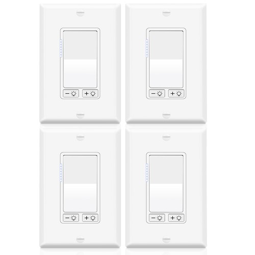 4PK 3-Way Dimmer, Easy Installation, Support Dimmable LED/CFL 600W Incandescent