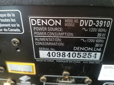 Denon DVD-3910 DVD Player | DVD-Audio | DVD+R | Black | Japan