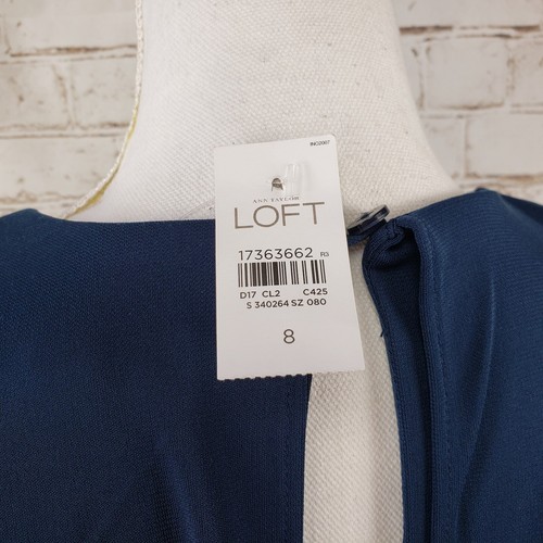 NWT Ann Taylor LOFT Size 8 Navy Blue Draped Back Sleeveless A-Line Dress Lined - Picture 6 of 11