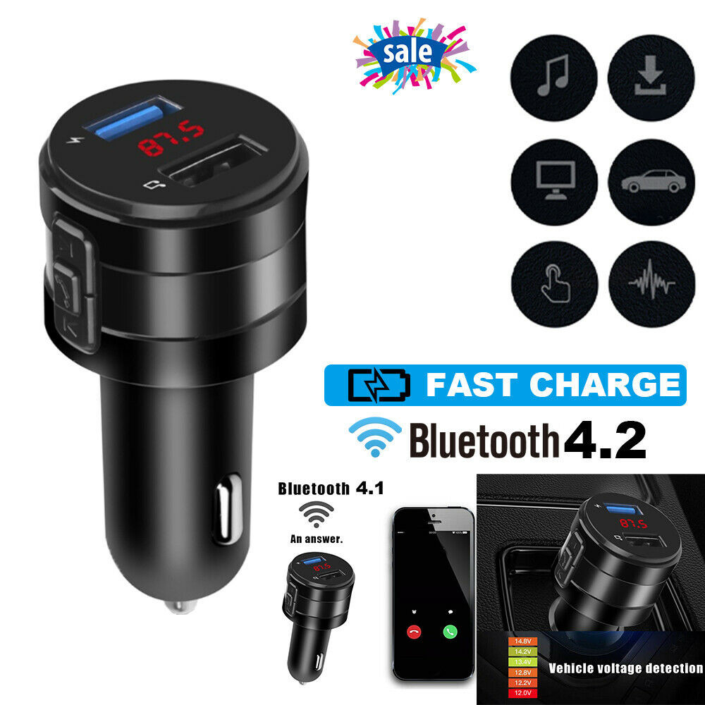 🔥🔥Car FM Bluetooth Transmitter Music Player Radio High Speed USB 2.0 Ports NEW