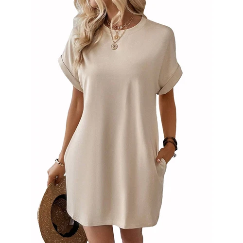 Womens Sundress Short Sleeves Casual Ladies T-shirts Dress Loose Summer Dresses - Bild 5 von 31