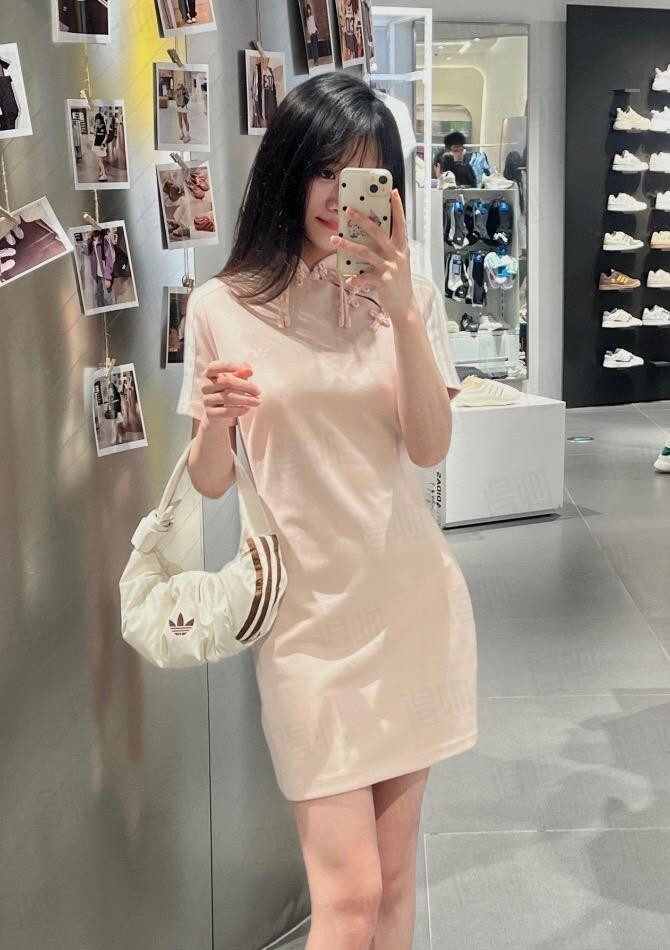 Adidas Originals Short Sleeve Women T-shirt Dress Pink