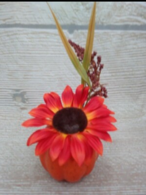 New! Orange Floral 3'' Pumpkin Stem Fall Decor Thanksgiving Halloween Accent 