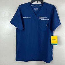 WonderWink W123 Miami Cancer Institute logo Scrub top v-neck blue women  s size S