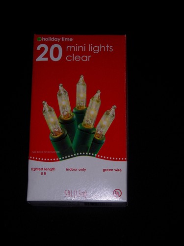 Holiday Time 20 Count Clear Mini Lights with GREEN Cord/Wire - New in Box!  - Picture 1 of 6