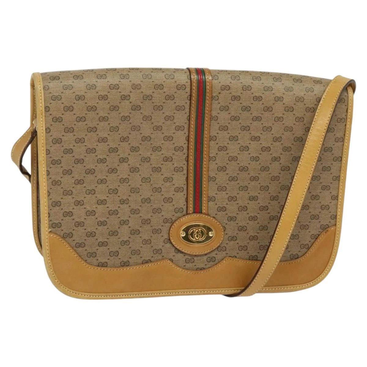 Sac à bandoulière GUCCI Micro GG Supreme Web Sherry Line PVC beige or authentique 116881