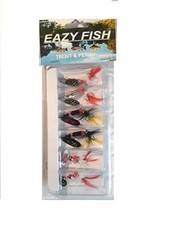 6 Trout, Perch Fishing Lures, Spinners Assorted Colours + Design (Sizes 2 and 0)