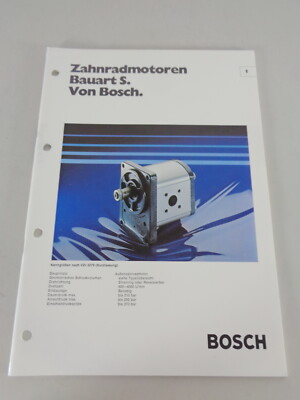 Brochure / Technical Info Bosch Gear Motors Type S Stand 04/1979