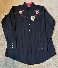 Brand New ELY Cattleman Western Button Down Pearl Snaps Medium Black Long Sleeve