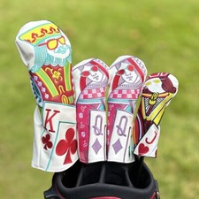 Premium Poker King Skull Golf Driver Cover Fairway Wood Cover Hybrid Head cover