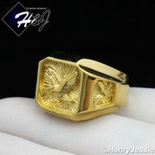 MEN Stainless Steel Gold Plated EAGLE Square Ring Size 8-13 GR122