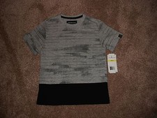 NWT Boys Sz M 5/6 Calvin Klein Short Sleeve T Shirt Top Lt Gry Htr Blk R 24