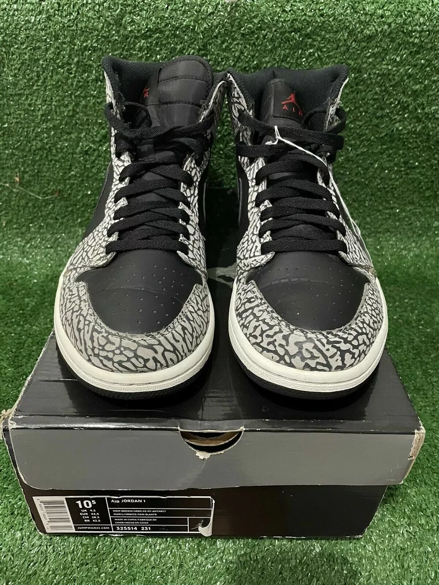 Nike Air Jordan Retro 1 High Black White Elephant Cement 3 Dunk Supreme sb  10.5