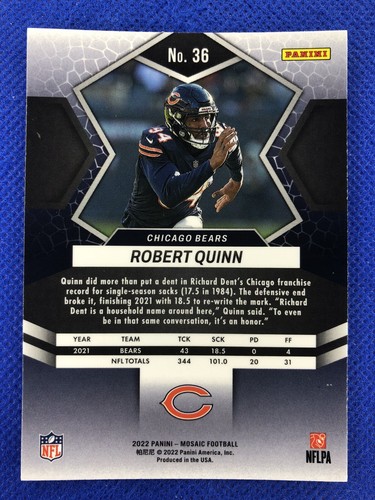 2022 #36 Robert Quinn Panini Mosaik Fußball - Bild 2 von 2