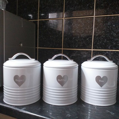 enamel tea coffee sugar canisters