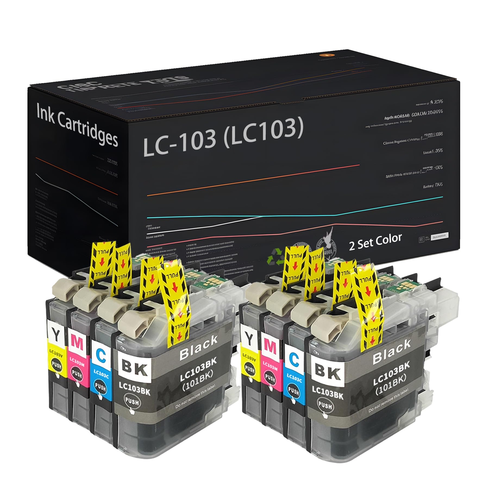 LC-103 High Yield Ink Cartridges 2 Set for Brother MFC-J245 J285DW