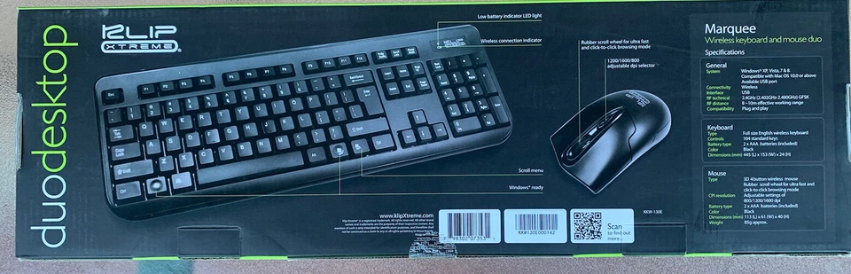 (2) Klip Xtreme Duodesktop Wireless Keyboard and Mouse Combo - Image 3 of 3